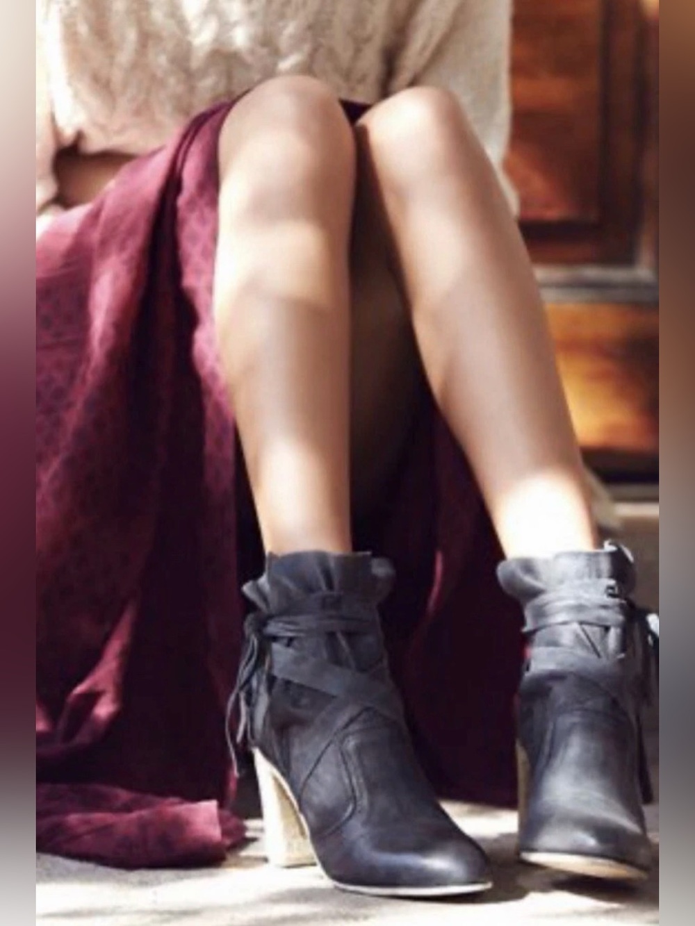 Free People Seven Wonders Wrap-tie Booties Euro 41